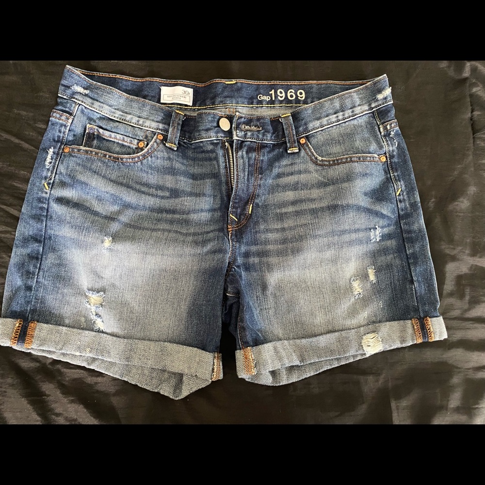Gap 1969 Women's Distressed Denim Shorts in Blue